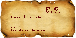 Babirák Ida névjegykártya