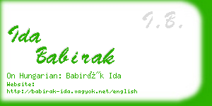 ida babirak business card